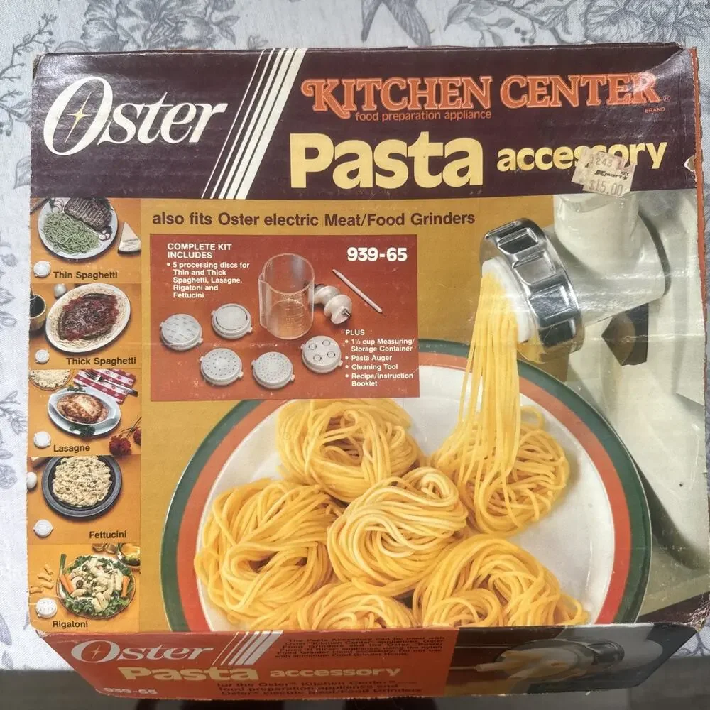 Vintage Oster Kitchen Center Pasta Accessory 939-65 COMPLETE Open Box New